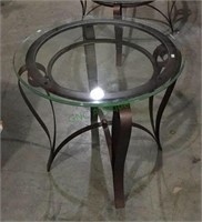 Heavy iron end table with thick glass top