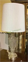 Trophy style frosted glass table lamp with