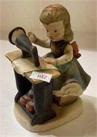 Vintage Napco sewing girl ceramic figurine 5 1/2