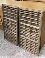 Matching pair of antique printer block drawers