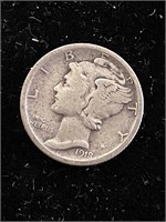 1918 90% silver  Mercury Dime