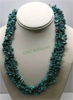 Beaded turquoise-like stone necklace.   1273