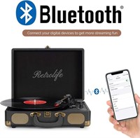 Vinyl Record Player 3-Speed Bluetooth Suitcase