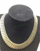 Unique Cleopatra style silver tone necklace with