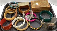 Jewelry - tray lot of bangle bracelets and an