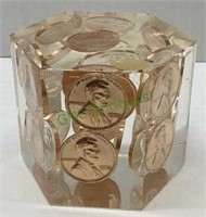 Coin paperweight - 2 1/2“ x 2“ penny coin