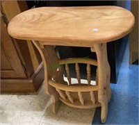 Nice oak wood magazine rack/ side table combo -