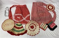 Vintage Half Aprons & Hand Made Crochet Pieces