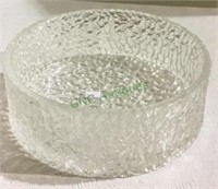 Unusual heavy textured decorative glass bowl