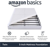 Amazon Basics Smart Box Spring Bed Base, 5-Inch