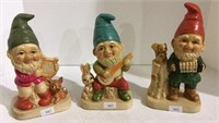 Lot of three vintage bisque gnome figures