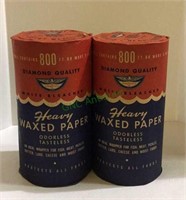 Two rolls of vintage heavy waxed paper - each roll