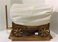 Vintage wooden covered wagon accent lamp