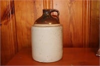 Half gallon stoneware pottery brown and tan