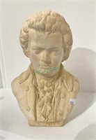 Mozart bust sculpture 8 3/4 inches tall
