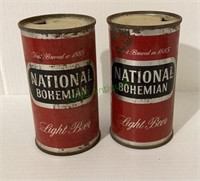Vintage National Bohemian light flat top beer cans