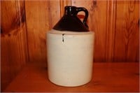 1 Gallon stoneware pottery brown and tan whiskey