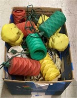 Box contains vintage plastic lanterns and vintage