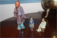Chinese mudman figurine (thumb missing) and 2