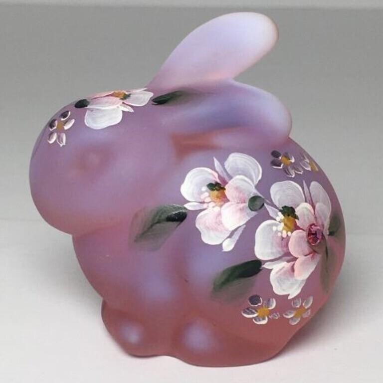 Fenton Hand Painted Pink Rabbit