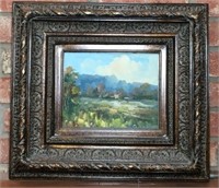 Landscape Oil on Canvas in Ornate Frame