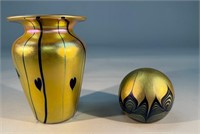2pc Steven Correia Favrile Style Art Glass