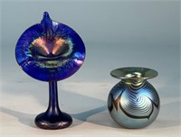 2pc Steven Correia Art Glass Vases