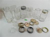 Qty of 6 Vintage Glass Jar Sealers, missing lids