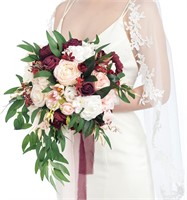 Ling's Moment 11 Inch Marsala Bridal Bouquet