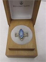925 Silver Blue Stone Ring SZ 7.5