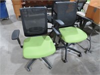 2 MESH AND PADDED SEAT OFFICE CHAIRS