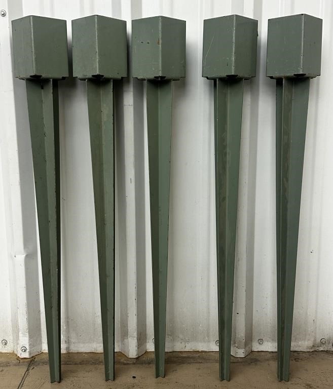 Five Metal Fence Post Ground Anchors