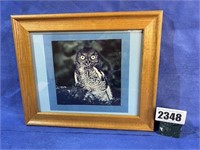 Wood Frame & Mat, Owl, 12.25"W X 10 3/8"T