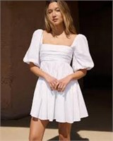 Women's Emerson Ruched Puff Sleeve Mini Dress-S