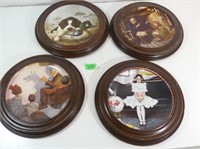4 Vintage Framed Collector Plates - 10.5" dia