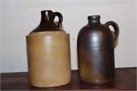 2 Stoneware pottery whiskey jugs