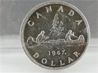 1947 CANADIAN MAPLE LEAF SILVER DOLLAR