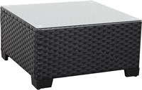 Outdoor Tempered Glass Coffee Table, Black