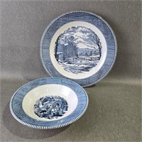 "Currier & Ives"Royal China Serving Platter & Bowl
