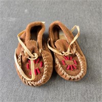 Pair of Leather Beaded Baby Moccasins