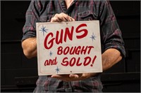 Vintage Hand-Painted Gun Sales Sign
