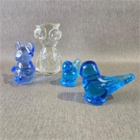 Bluebird of Happiness w/a Glass Owl & Mouse