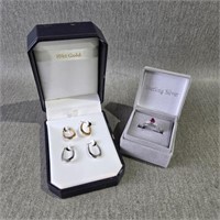 Avon Sterling Silver & Ruby Ring, Size 7 w/ 10K