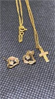 Gold necklace & earrings pendants all stamped 10k