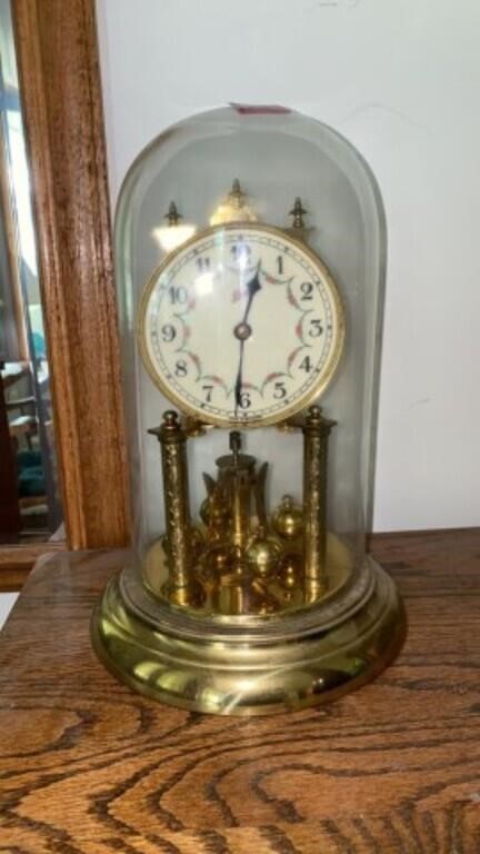 Schats Glass dome clock 12in tall, clock part