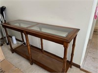 Lot #11 - Glass & Wood Sofa Table- 52" long