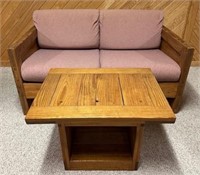 Lot #15 - Pine Loveseat and Coffee Table