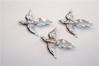 Sterling Silver 3PC Bird Brooch Set