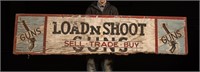 Large Antique Wooden Load N Shoot Guns Trade Sign