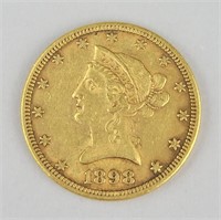 1898 Fine Gold Ten Dollar Coin.